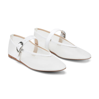 Godina Mesh Mary Jane Ballet Flat - White mesh | Marc Fisher