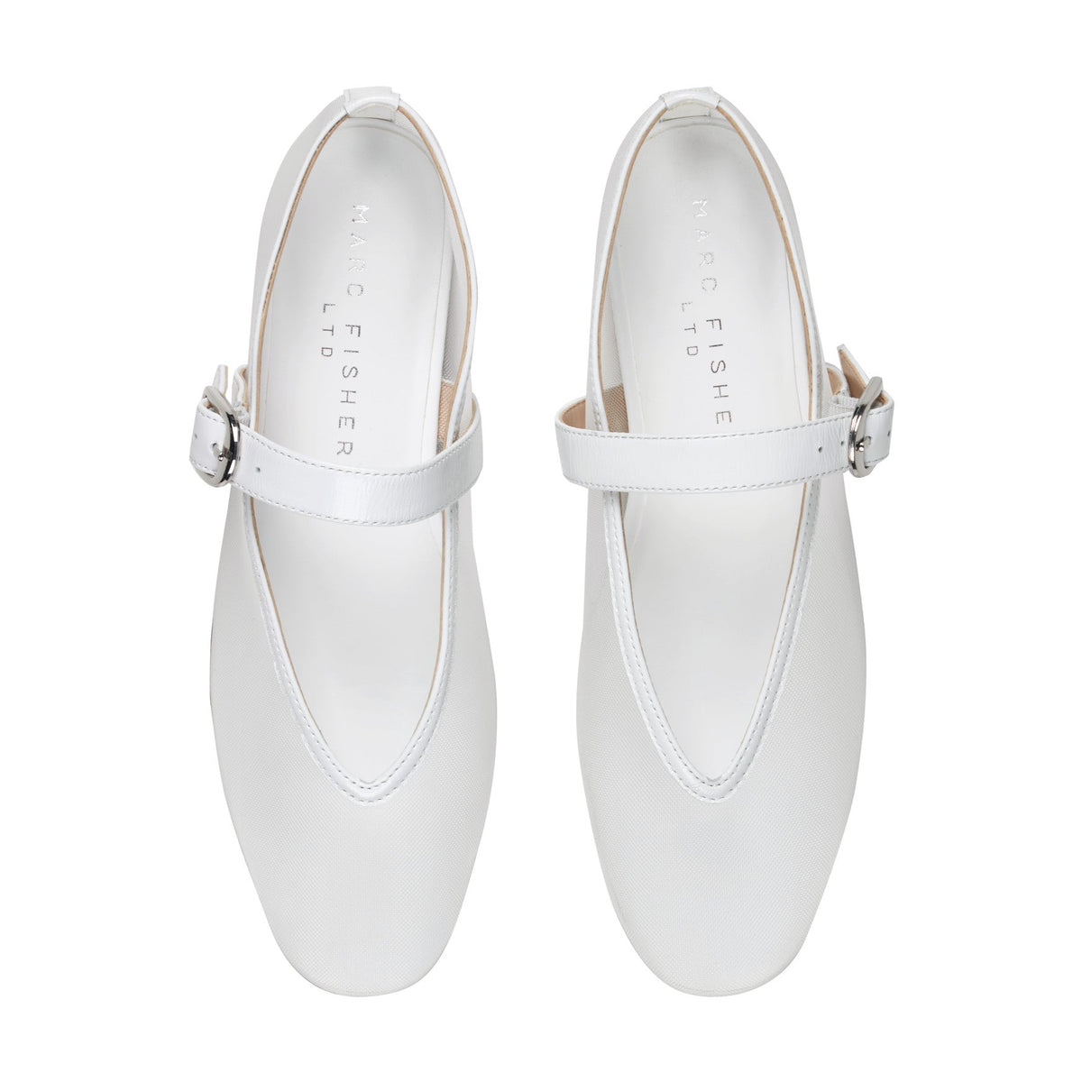Godina Mesh Mary Jane Ballet Flat - White mesh | Marc Fisher