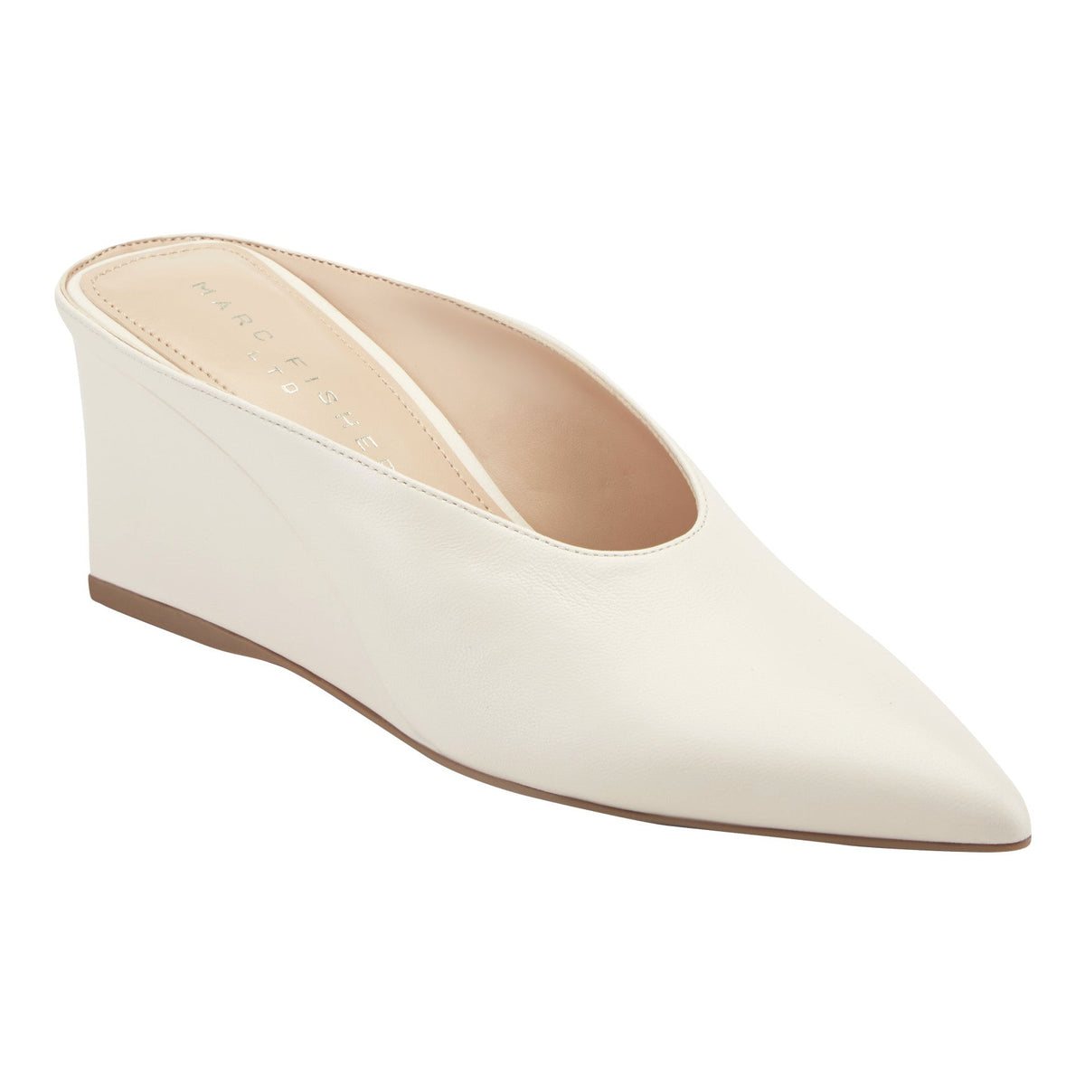 Malley Leather Wedge Mule - Ivory Leather | Marc Fisher
