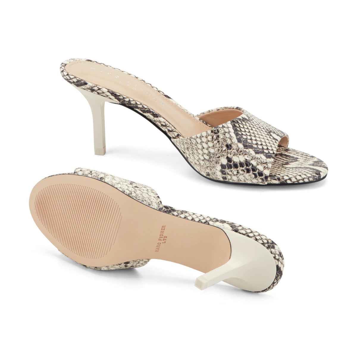 Finny Leather Mule Sandal - Snake Printed Leather | Marc Fisher