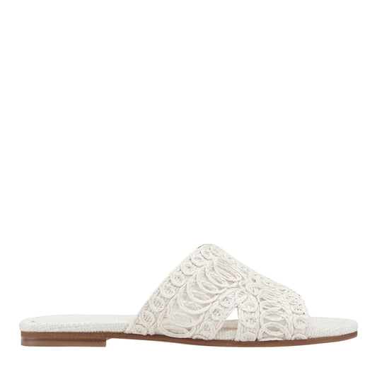 Nalany Flat Sandal - White | Marc Fisher