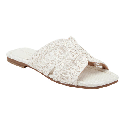 Nalany Flat Sandal - White | Marc Fisher