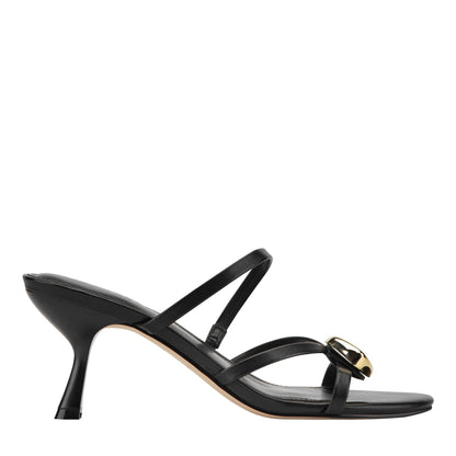 Natesa Leather Embellished Sandal - Black Leather | Marc Fisher