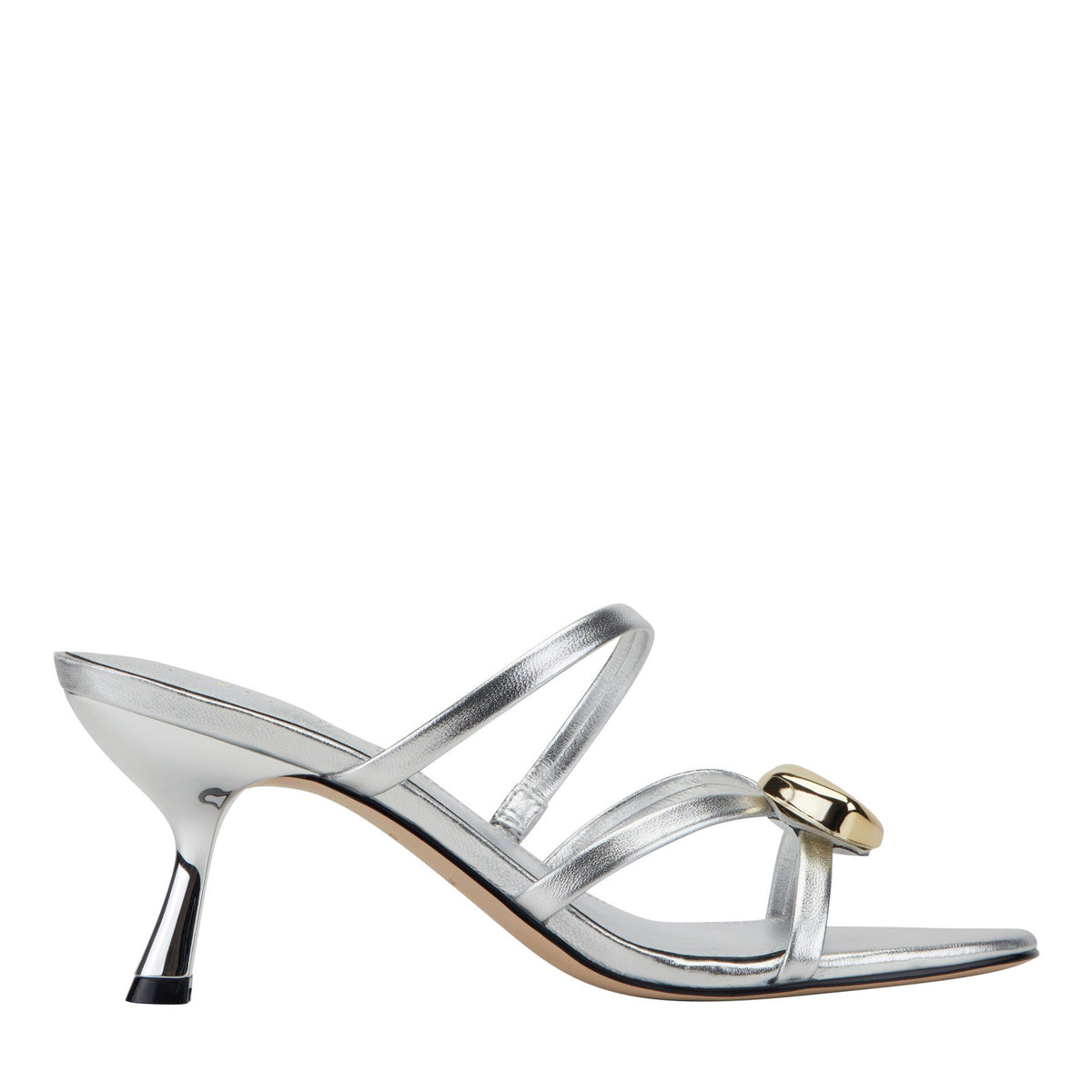 Natesa Leather Embellished Sandal - Silver Leather | Marc Fisher