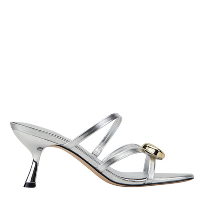 Natesa Leather Embellished Sandal - Silver Leather | Marc Fisher