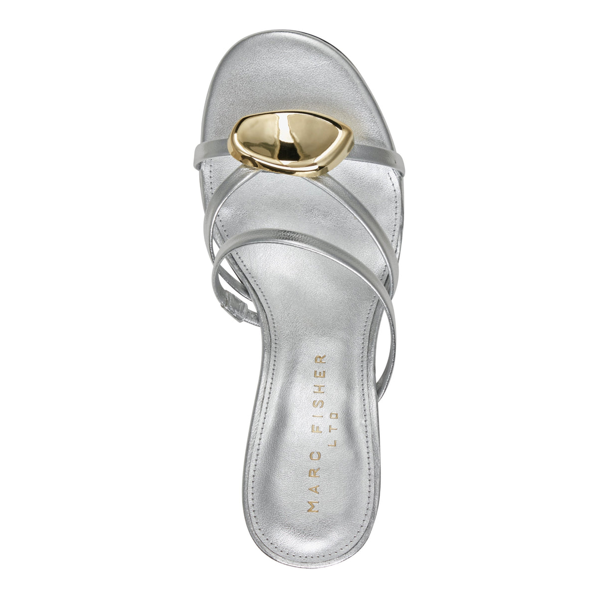 Natesa Leather Embellished Sandal - Silver Leather | Marc Fisher