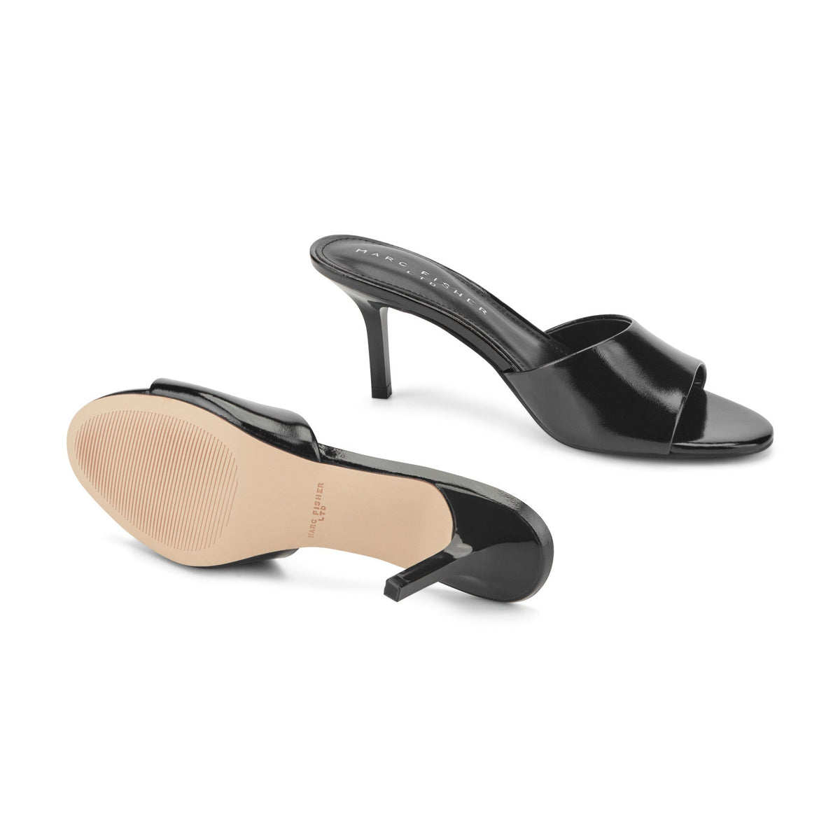 Finny Leather Mule Sandal - Black Leather | Marc Fisher