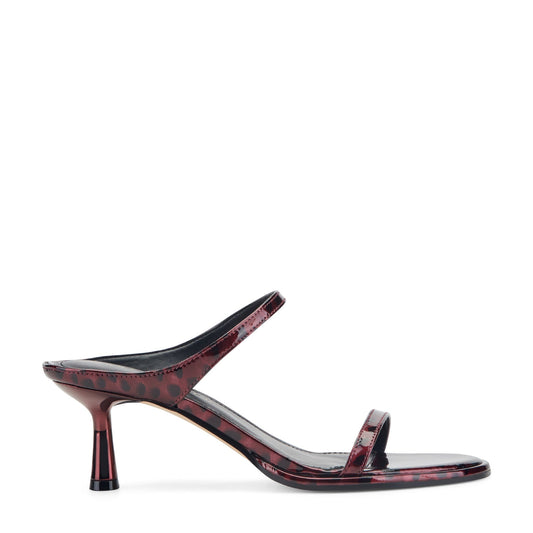 Alonde Leather Heeled Slide Sandal - Dark Red Patent Leather | Marc Fisher
