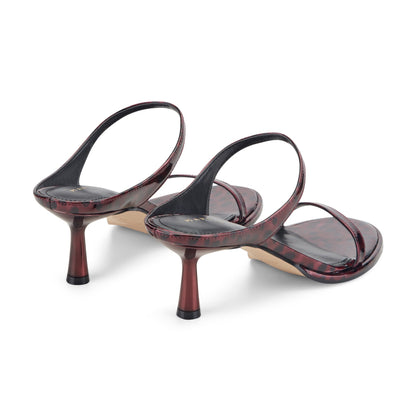 Alonde Leather Heeled Slide Sandal - Dark Red Patent Leather | Marc Fisher