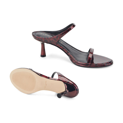 Alonde Leather Heeled Slide Sandal - Dark Red Patent Leather | Marc Fisher