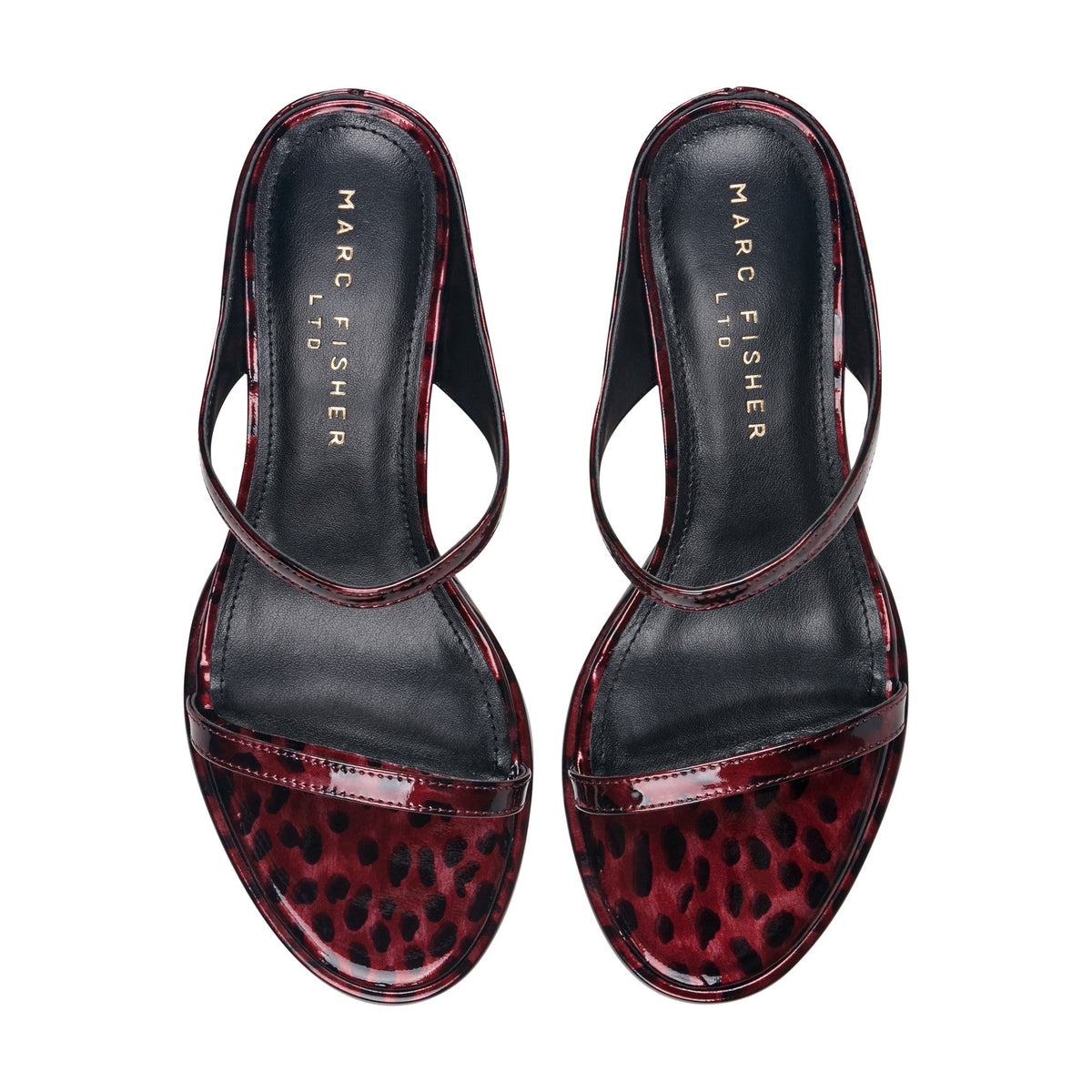 Alonde Leather Heeled Slide Sandal - Dark Red Patent Leather | Marc Fisher