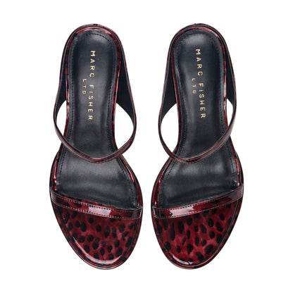 Alonde Leather Heeled Slide Sandal - Dark Red Patent Leather | Marc Fisher