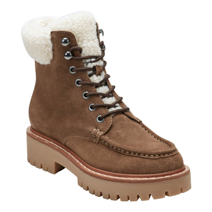 Nallie Lace Up Bootie - Brown Suede | Marc Fisher