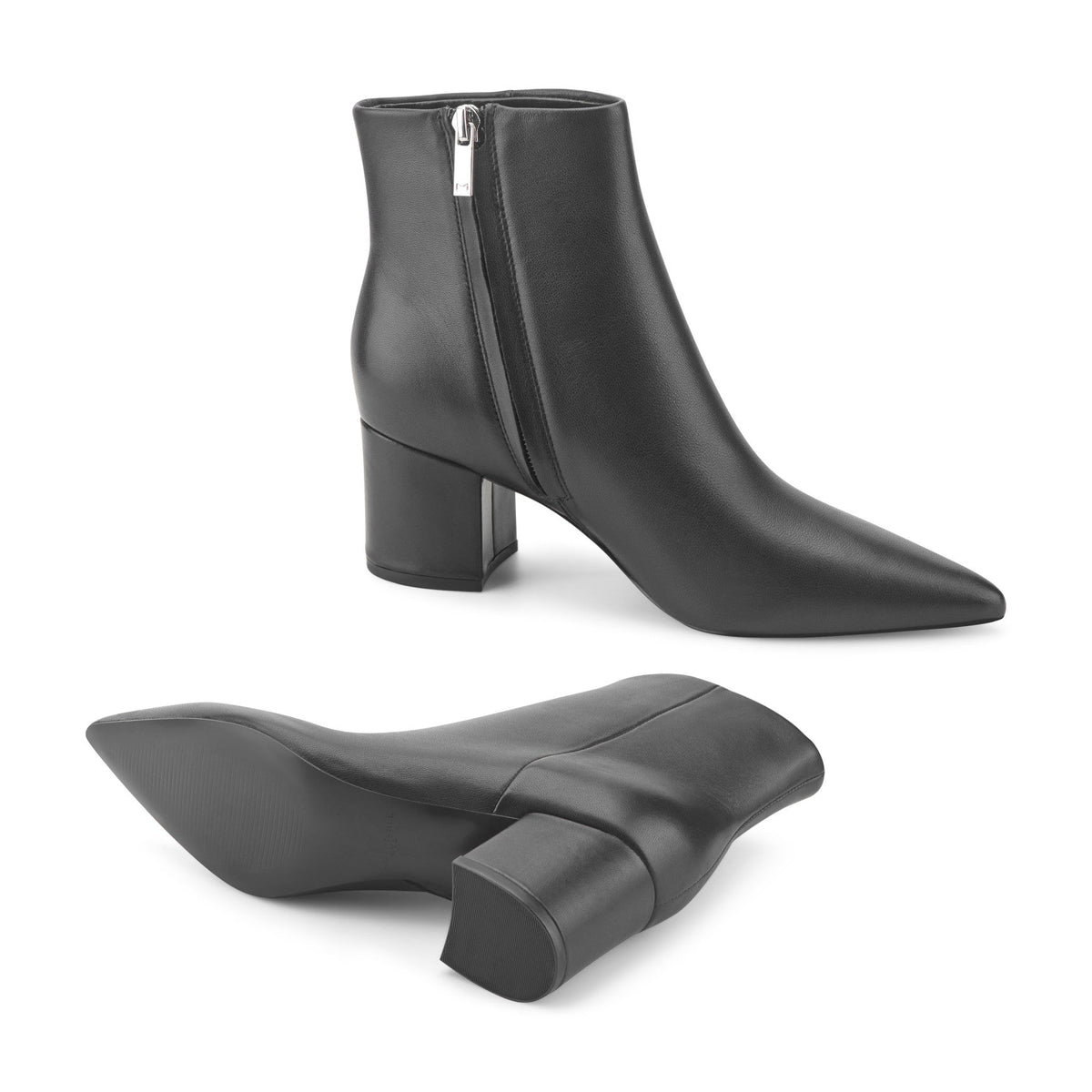Jarli Pointy Leather Ankle Bootie - Black Leather | Marc Fisher