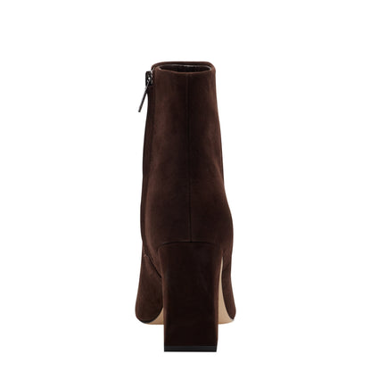 Novella Block Heel Leather Ankle Bootie - Dark Brown Suede | Marc Fisher