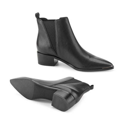 Yale Pointy Toe Chelsea Leather Bootie - Black Leather | Marc Fisher