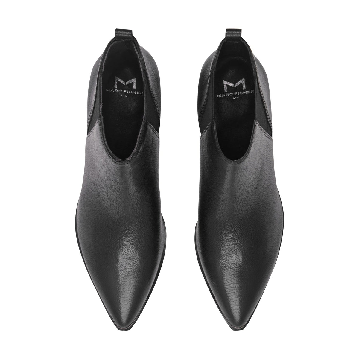 Yale Pointy Toe Chelsea Leather Bootie - Black Leather | Marc Fisher