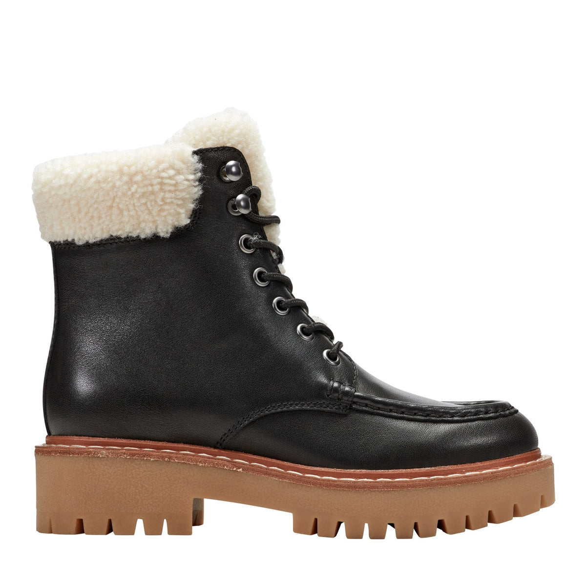 Nallie Lace Up Bootie - Black Leather | Marc Fisher