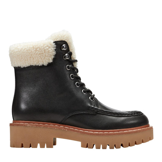 Nallie Lace Up Bootie - Black Leather | Marc Fisher