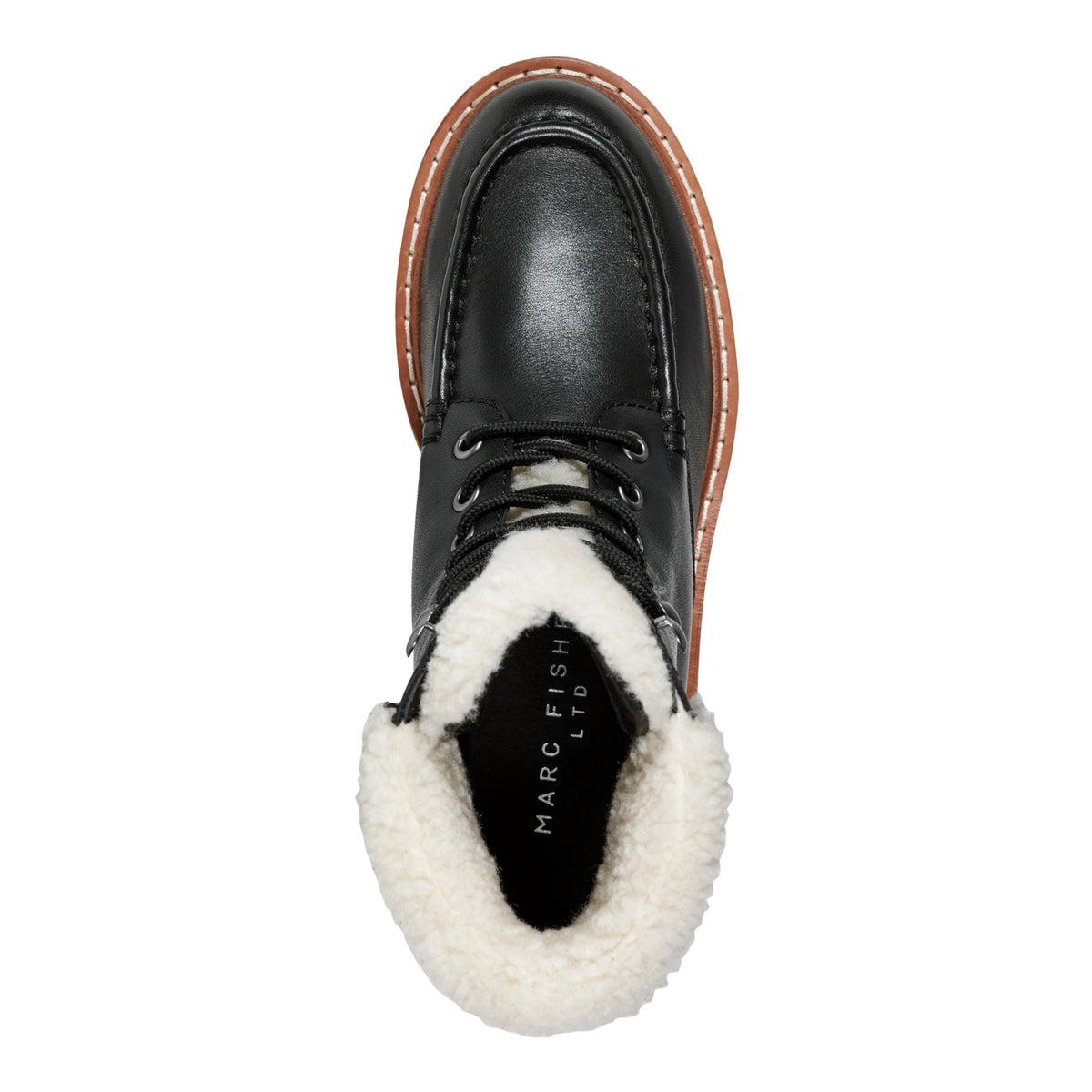 Nallie Lace Up Bootie - Black Leather | Marc Fisher