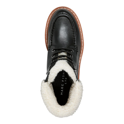 Nallie Lace Up Bootie - Black Leather | Marc Fisher