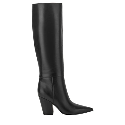 Estella Knee High Leather Boot - Black Leather | Marc Fisher