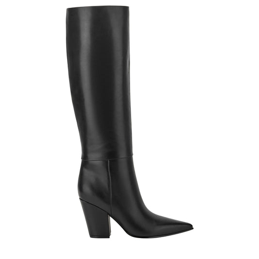 Estella Knee High Leather Boot - Black Leather | Marc Fisher