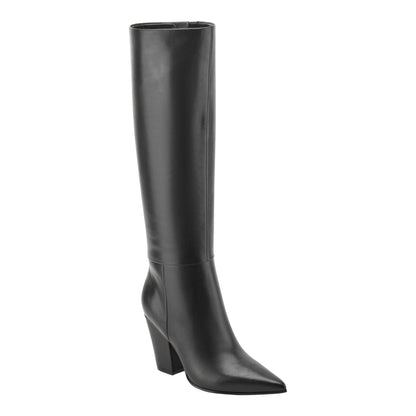 Estella Knee High Leather Boot - Black Leather | Marc Fisher