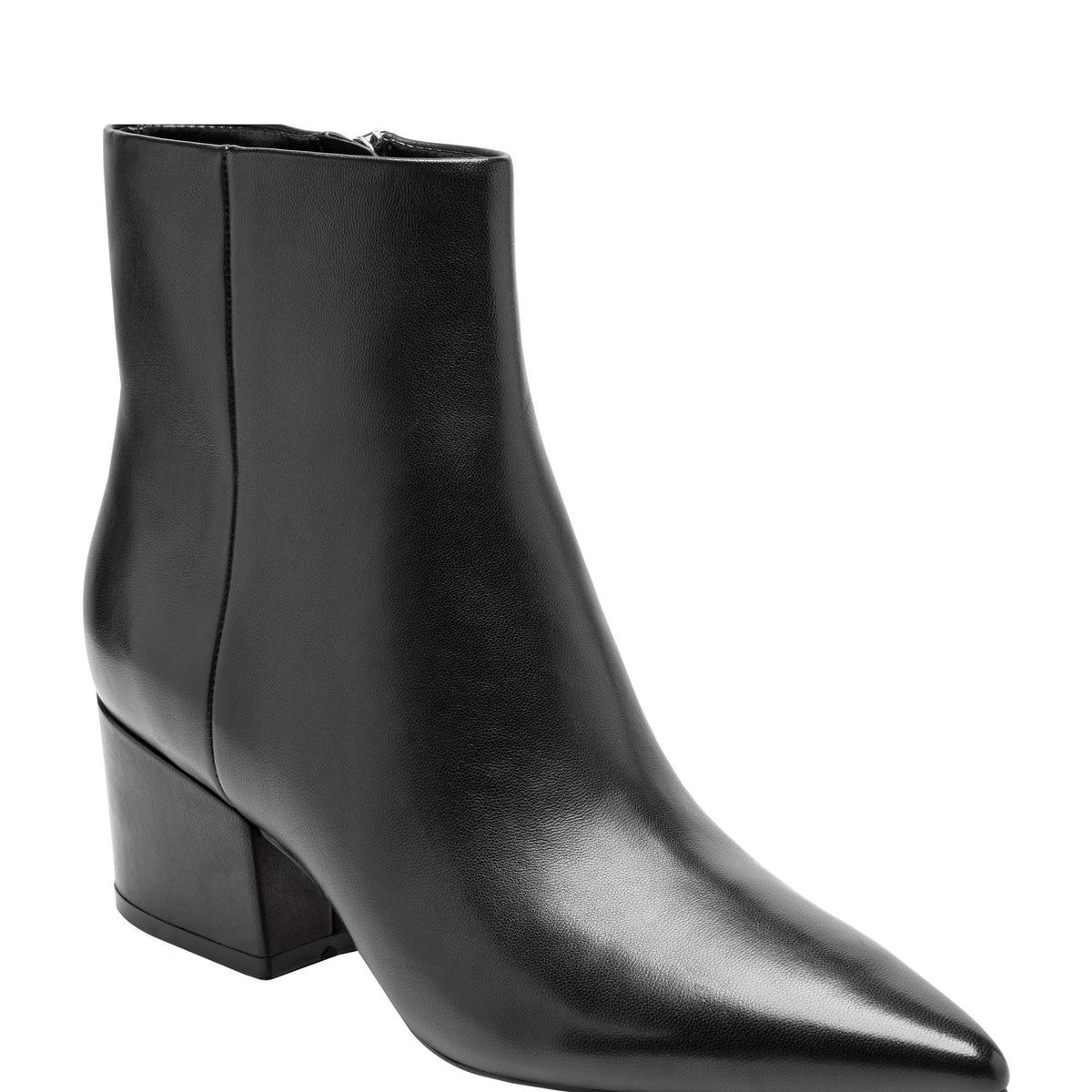 Alfie Block Heel Leather Ankle Bootie - Black Leather | Marc Fisher