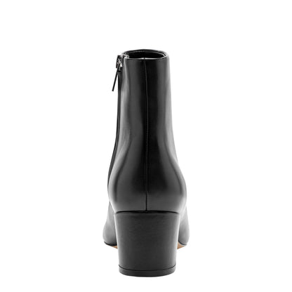 Alfie Block Heel Leather Ankle Bootie - Black Leather | Marc Fisher