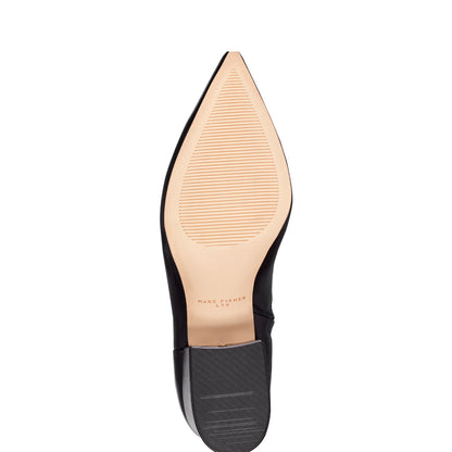 Alfie Block Heel Leather Ankle Bootie - Black Leather | Marc Fisher