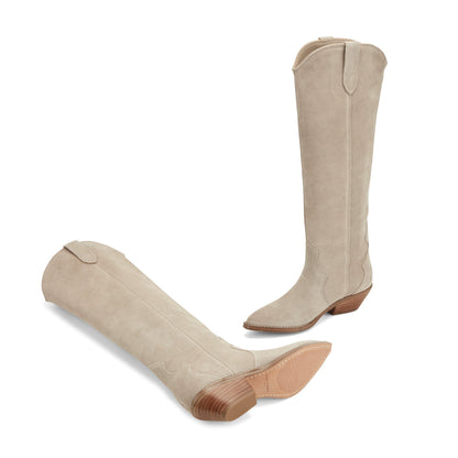 Ander Leather Western Boot - Taupe | Marc Fisher
