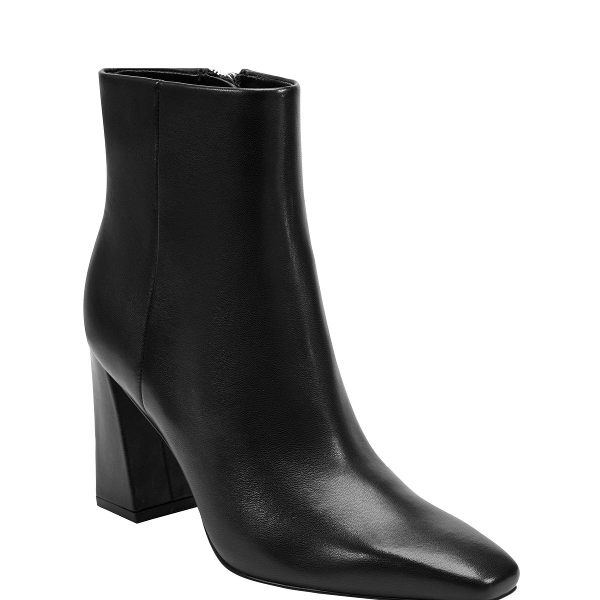 Novella Block Heel Leather Ankle Bootie - Black Leather | Marc Fisher