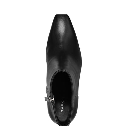 Novella Block Heel Leather Ankle Bootie - Black Leather | Marc Fisher