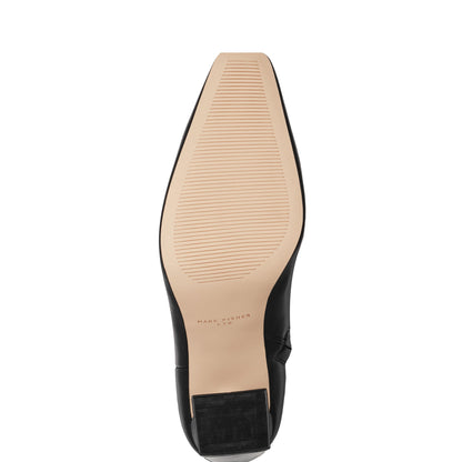 Novella Block Heel Leather Ankle Bootie - Black Leather | Marc Fisher