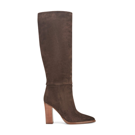 Lannie Dress Leather Boot - Dark Brown Suede | Marc Fisher