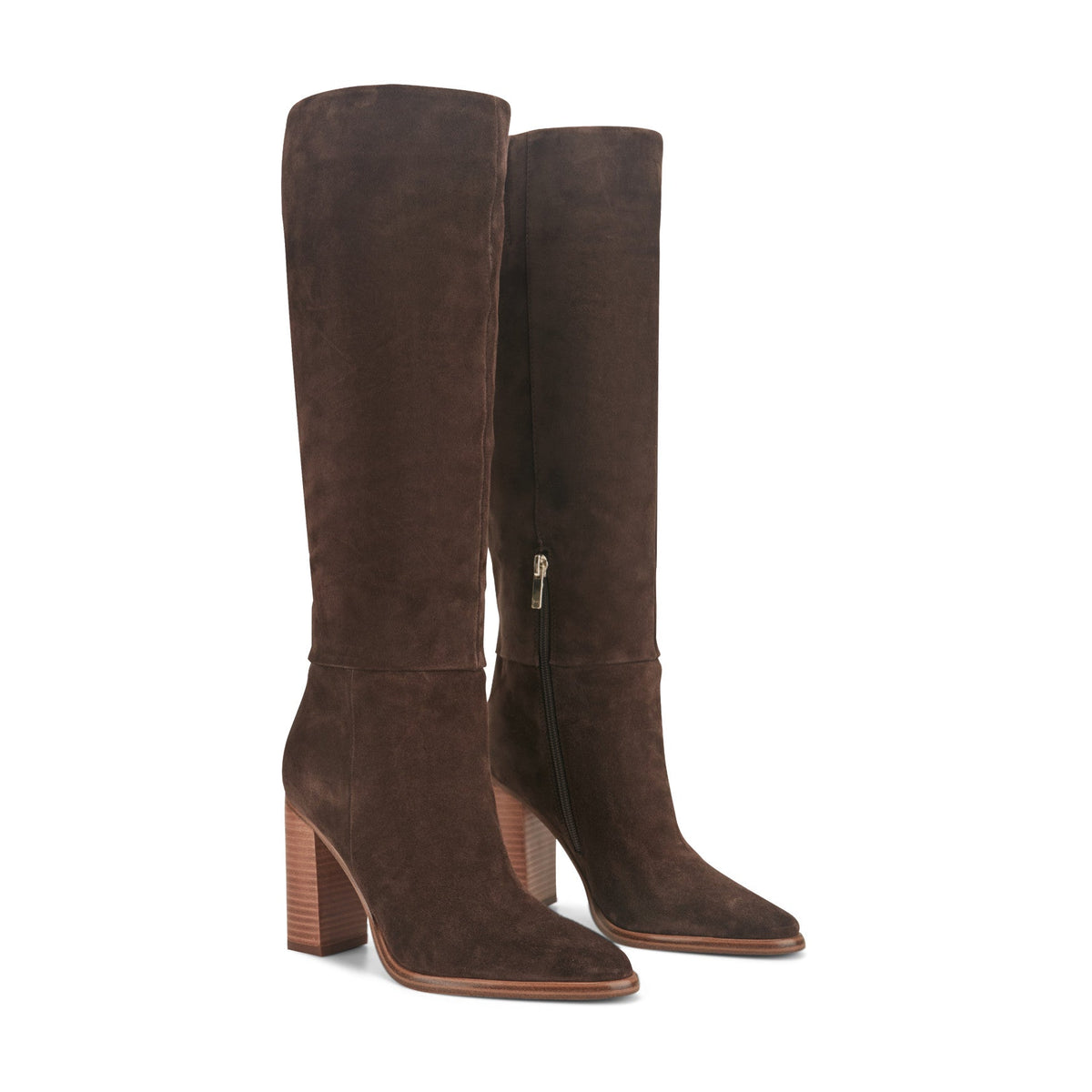 Lannie Dress Leather Boot - Dark Brown Suede | Marc Fisher