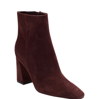 Novella Block Heel Leather Ankle Bootie - Dark Red Suede | Marc Fisher
