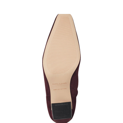 Novella Block Heel Leather Ankle Bootie - Dark Red Suede | Marc Fisher