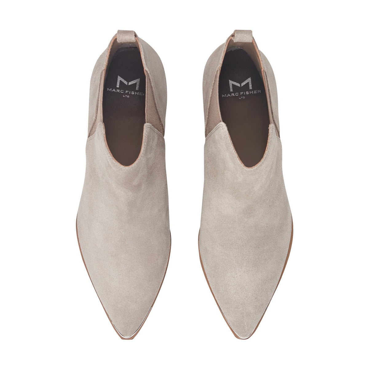 Yale Pointy Toe Chelsea Leather Bootie - Taupe Suede | Marc Fisher