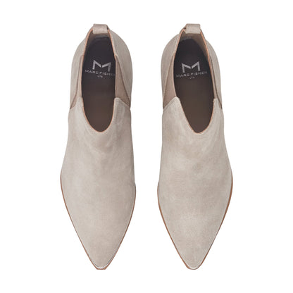 Yale Pointy Toe Chelsea Leather Bootie - Taupe Suede | Marc Fisher