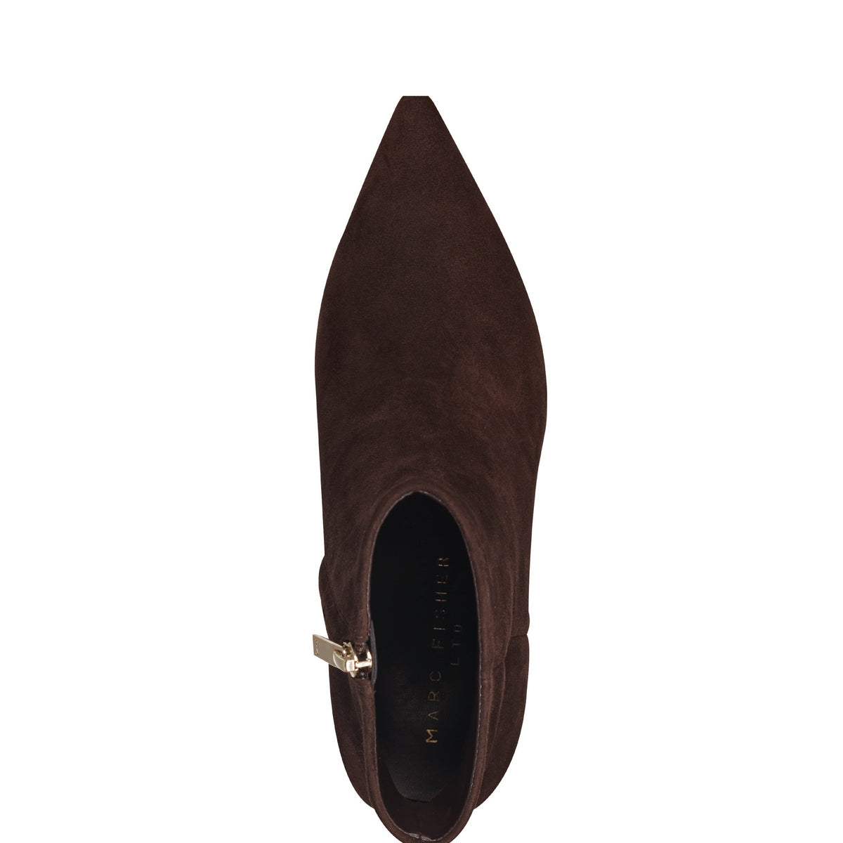 Alfie Block Heel Leather Ankle Bootie - Dark Brown Suede | Marc Fisher
