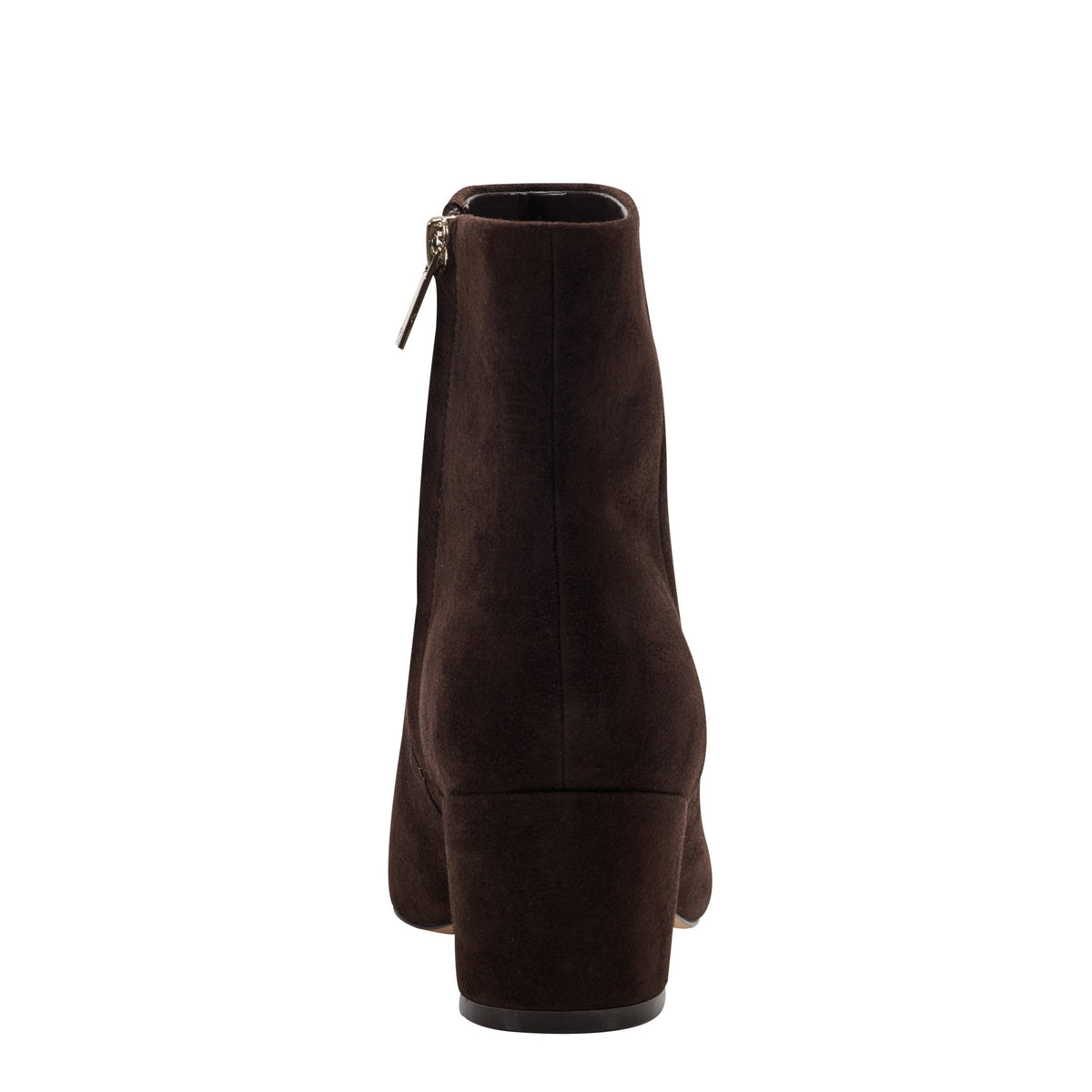 Alfie Block Heel Leather Ankle Bootie - Dark Brown Suede | Marc Fisher