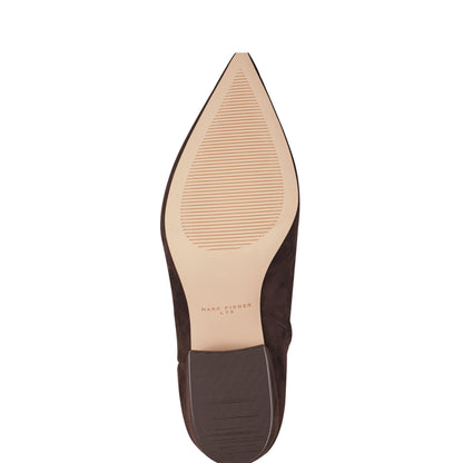 Alfie Block Heel Leather Ankle Bootie - Dark Brown Suede | Marc Fisher