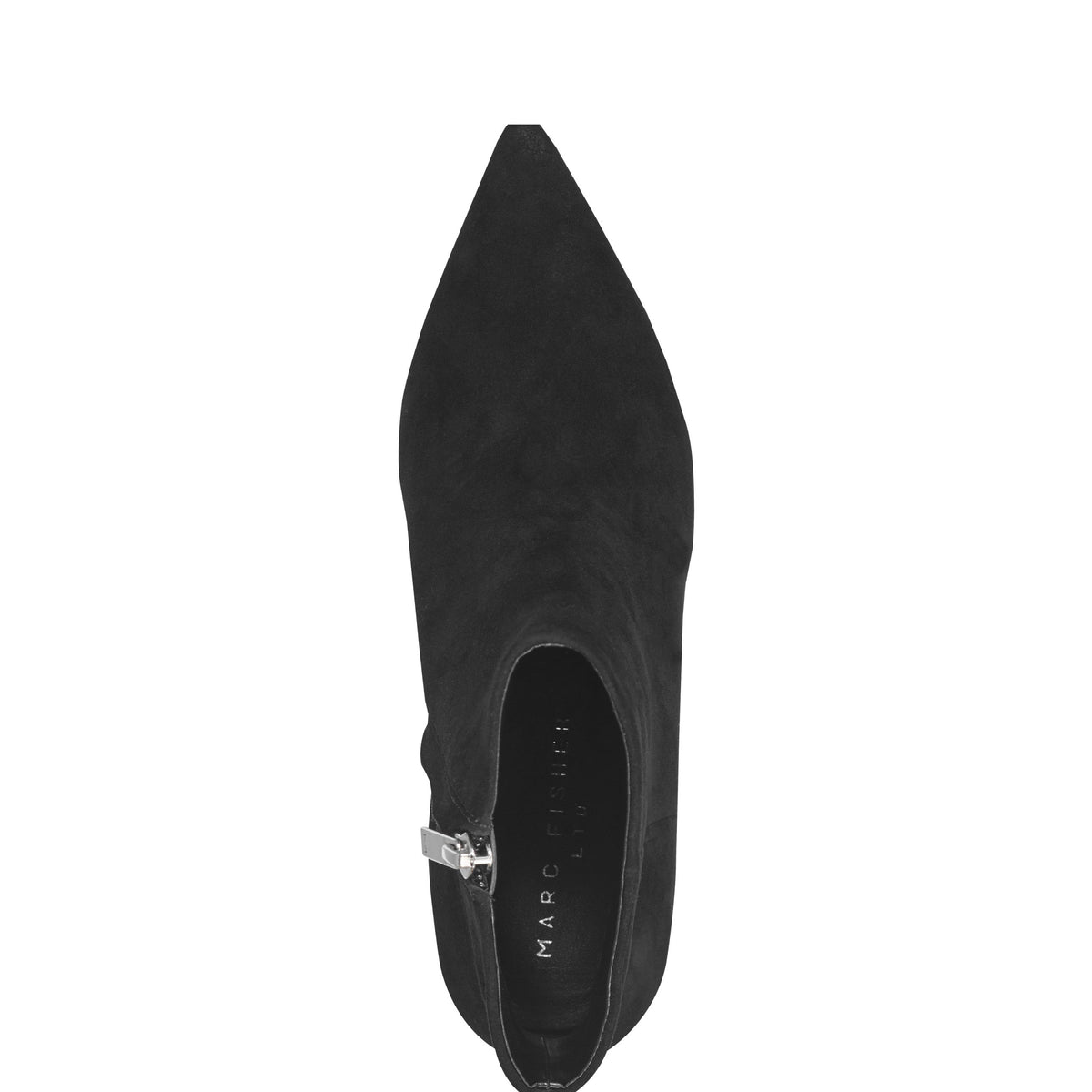 Alfie Block Heel Leather Ankle Bootie - Black Suede | Marc Fisher