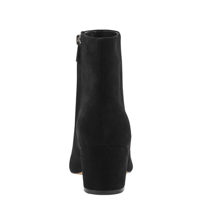 Alfie Block Heel Leather Ankle Bootie - Black Suede | Marc Fisher
