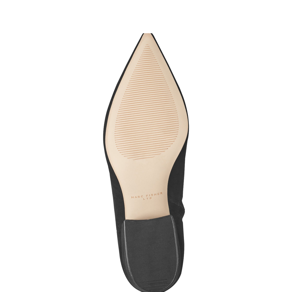 Alfie Block Heel Leather Ankle Bootie - Black Suede | Marc Fisher