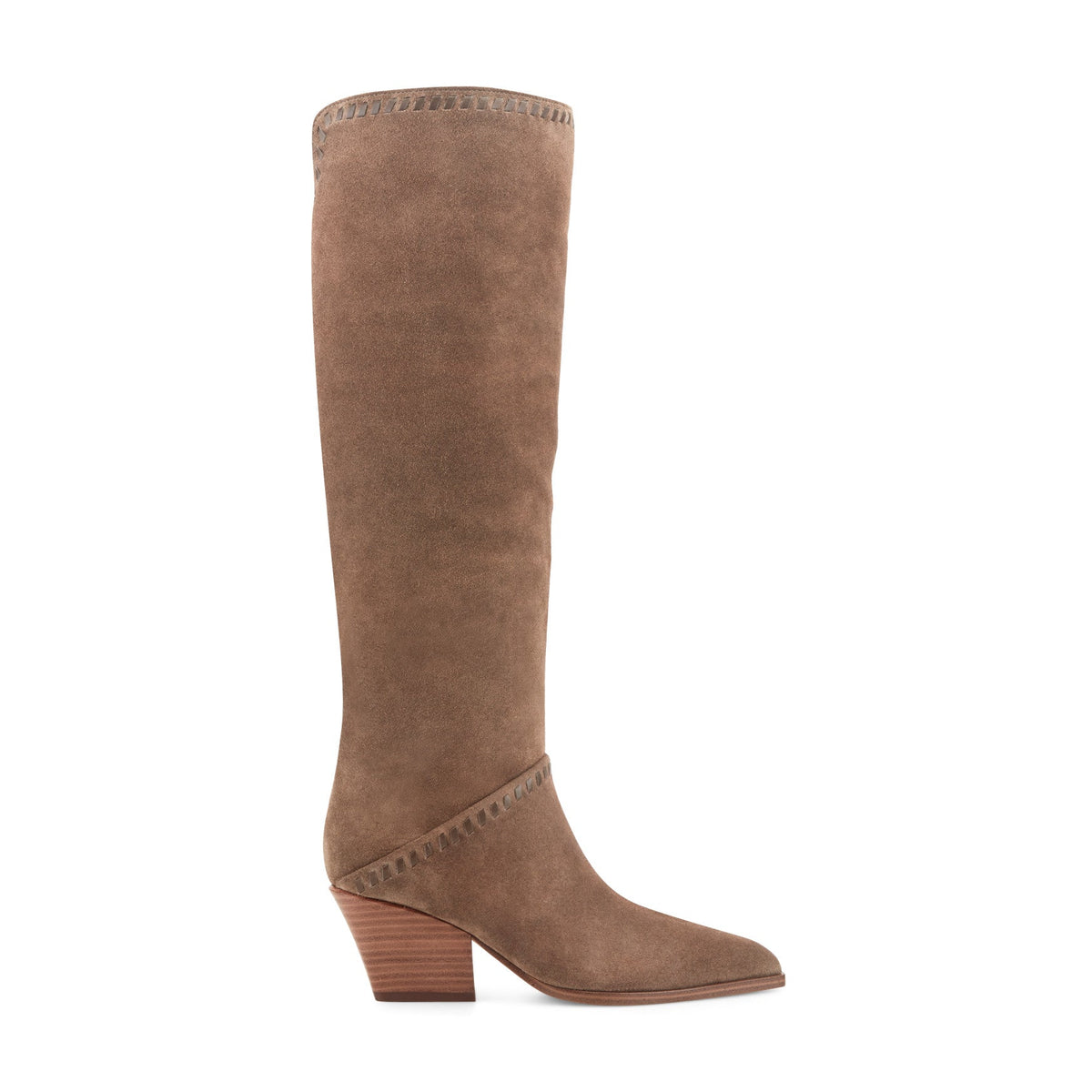 Tayla Block Heel Leather Boot - Light Brown Suede | Marc Fisher