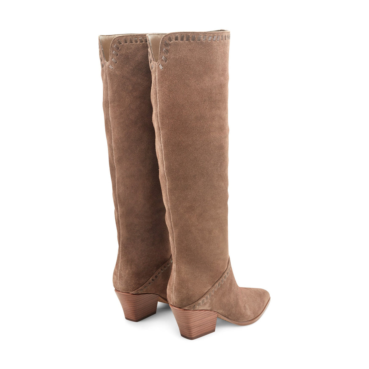 Tayla Block Heel Leather Boot - Light Brown Suede | Marc Fisher