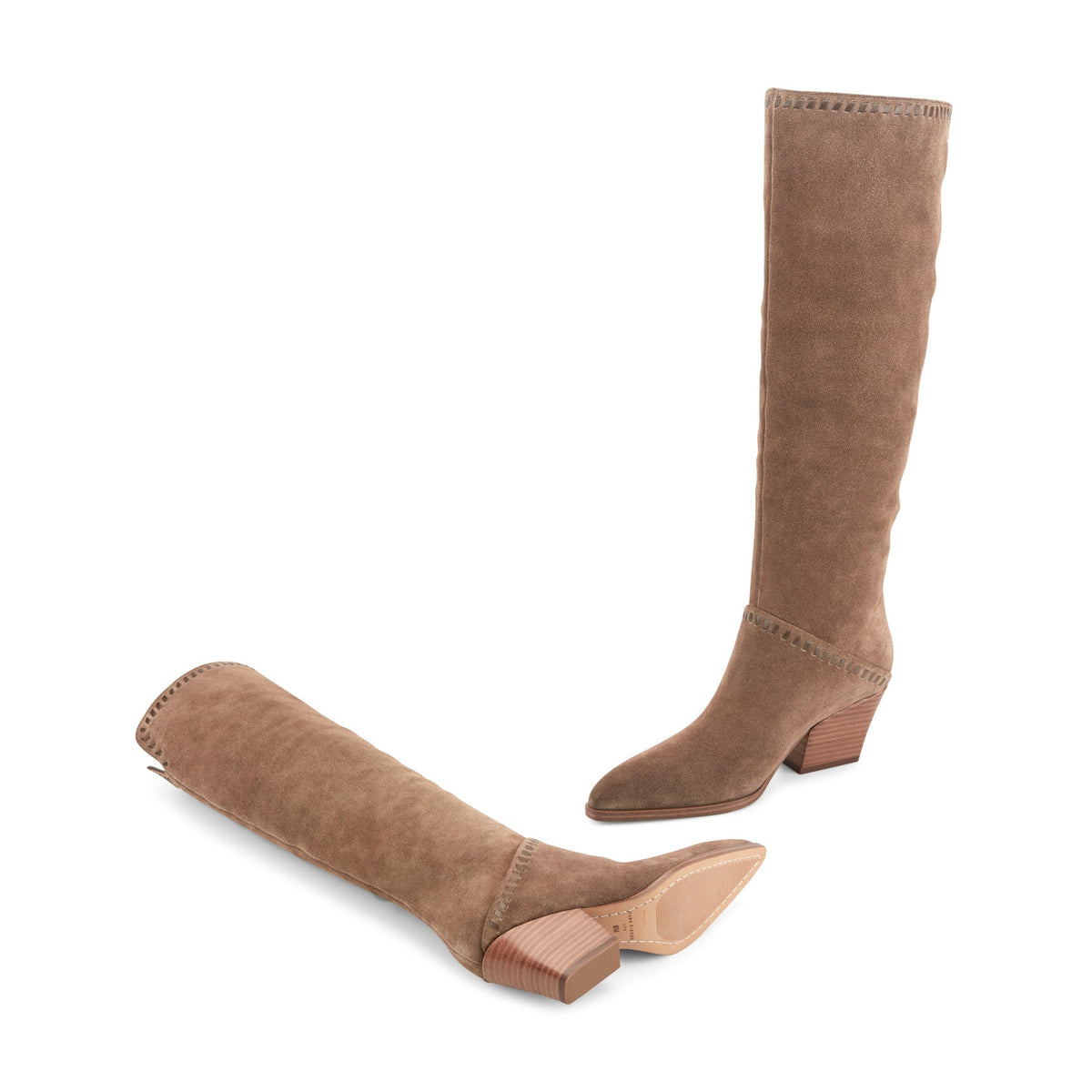 Tayla Block Heel Leather Boot - Light Brown Suede | Marc Fisher